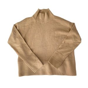 Everlane Cashmere Sweater Brown Tan Boxy Fit Mock Neck Size Small Neutral